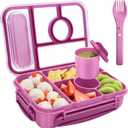 Bento Box Adult Lunch Box Kids,Lunch Containers for Adults/Kids/Toddler,5 Compartments Bento Lunch Box with Sauce Vontainers,Microwave & Dishwasher & Freezer Safe,BPA-Free (Purple)