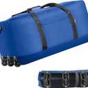 Finnhomy 120L Foldable Rolling Duffel Bag with 3 Wheels, Light Weight Travel Duffel bag with Large Loading Capacity, 32'' Rolling Duffel bag with Shoulder Strap (Blue)