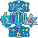 2 x Izzy 'n' Dizzy Hanukkah Cutouts, Happy Hanukkah and Happy Chanukah Holiday Party Decoration (34 Piece)