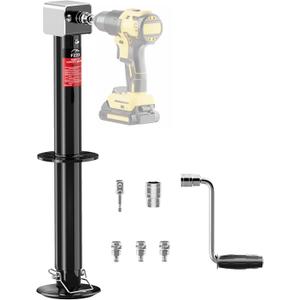 FZZD 5000 lbs A-Frame Trailer Jack, 23" Vertical Travel, 20-24V Cordless Drill Compatible, Adjustable Drop Leg, for Utility, Yacht (Black)