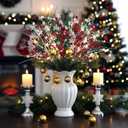24 Pcs Artificial Christmas Berry Stem Picks Star Picks Faux Floral Berry Spray Branches Christmas Table Centerpiece Home Office Vase Filler Decoration (Red,White,Green)