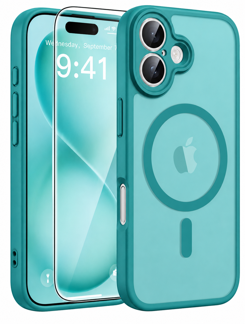 Miracase Magnetic for iPhone 16 Plus Case, [Soft Anti-Scratch Microfiber Lining], Compatible with MagSafe, Liquid Silicone Shockproof Drop Protection Phone Case for 16 Plus, Teal