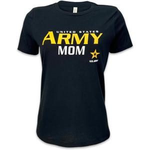 Armed Forces Gear Ladies US Army Mom Short-Sleeve T-Shirt - Official Licensed United States Army Shirts for Women (Black, XL)
