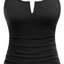 Women Tankini Bathing Suit Top - Ruched Tummy Control Swimsuit Top Modest Swim Tank Top Only No Bottom 2025 Large