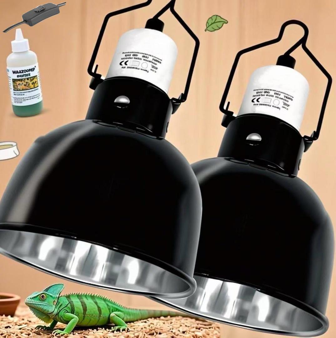 Reptile Light Fixture 2 Packs 5.5'' Dual Use Dome Lamp with Ceramic Socket for Heat Emitter & Basking Bulbs Ideal for Bearded Dragon, Snake, Chameleon,Snake Turtle Terrariums
