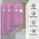 BALEINE 5PK Heavy Duty Garment Bag with Shoe Storage Travel Bag for Dresses, Suit, Coats Travel Essential (60", Pink)