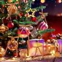 26 Pcs Velvet Christmas Bows,Flocked Christmas Ornaments Christmas Ribbon Bows for Tree Wreath Door Garland Home Decor Outdoor Indoor Khaki