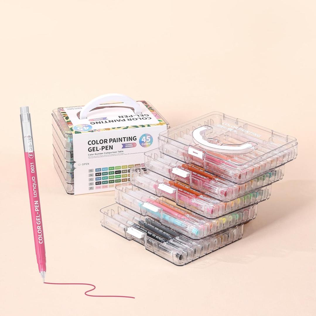 Ddaowanx Acrylic Colored Gel Pens Set, Quick Dry 0.6mm Fine Point Gel Pens for Adult Coloring Books, Drawing, Journaling, Art Supplies and DIY Crafts (45 Colors)