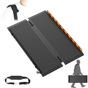 Portable Wheelchair Ramp, Non-Slip Metal Access Ramp,for Home Steps,staircases,Thresholds,Doorways,Scooter, 800LBS Capacity (4FT(Using Height 4-12''))
