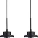 Modern Black Farmhouse Clear Glass Cylinder Pendant Light Fixture, Single Hanging Pendant Lighting for Kitchen Island, Dining Room, Foyer & Hallway(2 Packs)