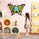 Eostbe Green Butterfly Tonie Shelf for Tonie and Box - Magnetic Wooden Floating Shelf for Figure Storage,Cute Tonie Wall Shelf for 10-15 Character,Tonie Box Shelf Wall Mounted for Kids.