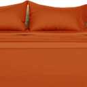 Linens Limited 4 Piece Sheet Set Queen Size 100% Egyptian Cotton 1000 Thread Count, Extra Soft, Hotel Luxury Bed Sheets 15" Inch Deep Pockets - Burnt Orange Solid
