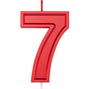 2.75in Large Size Happy Birthday Metallic Red 7 Candles,Happy Birthday Cake Cupcake Toppers Decoration and Celebrating for Adults/Kids Party Baking (2.75in Metallic Red Number 7)
