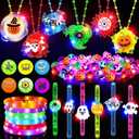 Halloween Party Favors for Kids, 66Pcs Light Up Rings Necklaces Halloween Goodie Bag Fillers Treats Non Candy Prizes Glow in The Dark Hallo ween Toys Bulk Classroom Favors Trick or Treat Gifts