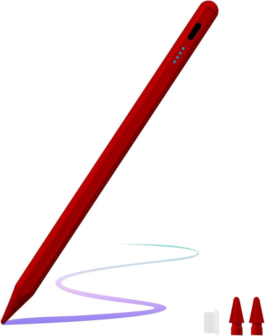 Stylus Pen for iPad 9th&10th Generation,Pencil with Palm Rejection Apple Pencil for (2018-2025) 10th/9th/8th/7th/6th Gen, iPad Pro 11/12.9 inch, 11&13-inch(M2) /5th/4th/3th Gen,Mini 6th/5th Gen-Red