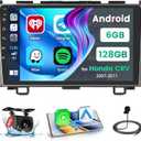 [8Core 6+128GB] for 2007-2011 Honda CRV Radio Android 15 Car Stereo, Hikity 9'' IPS Touchscreen CRV Radio Wireless Apple Carplay Android Auto, Bluetooth/5G WiFi 32EQ/DSP/FM/RDS GPS SWC Backup Cam