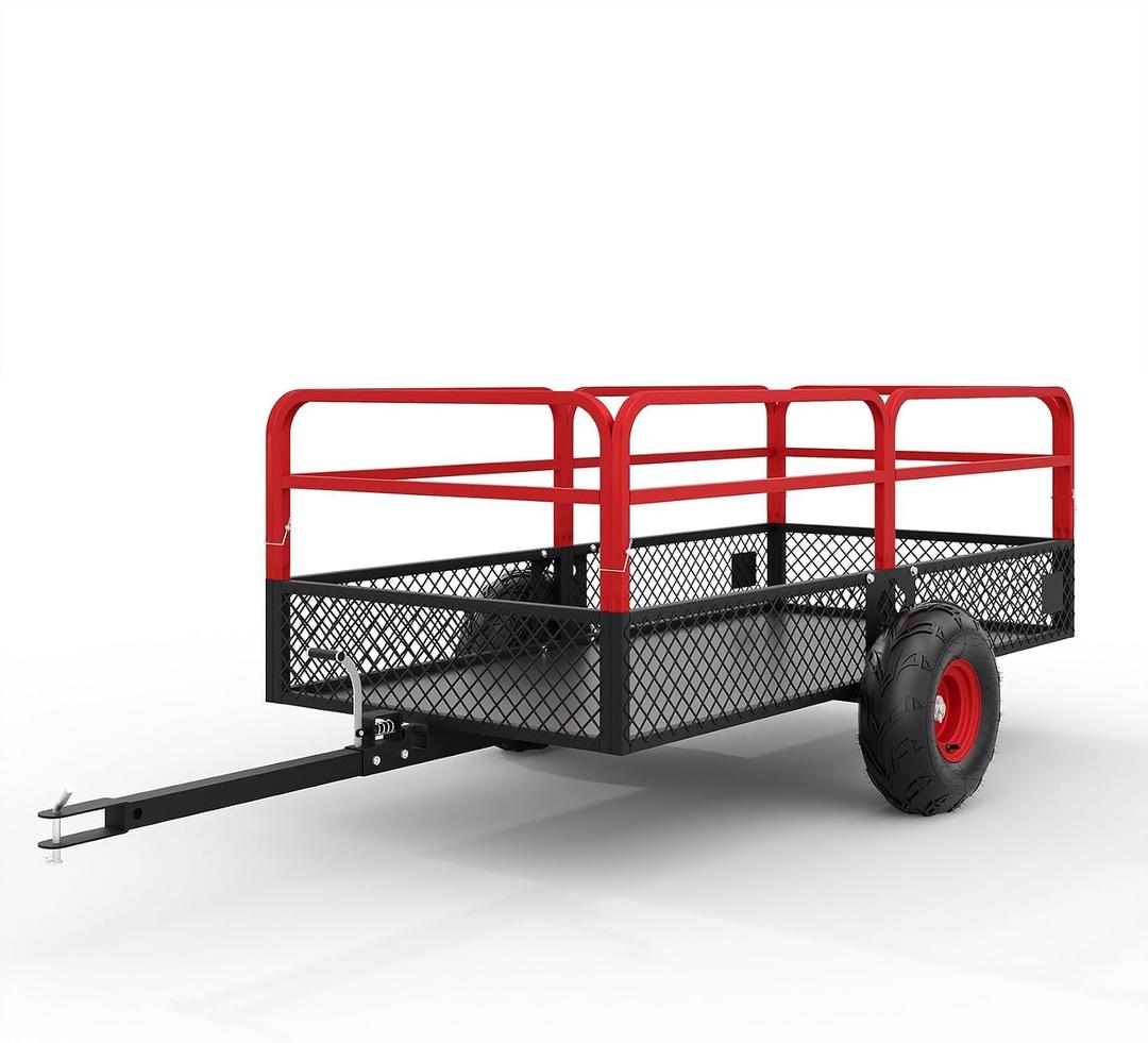 GarveeLife ATV UTV Tow Behind Dump Trailer 1500 lbs 20 Cubic Feet, Red
