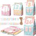 Woanger 24 Empty Advent Calendar Boxes to Fill, Christmas DIY Advent Calendar 24 Days Countdown Gift Xmas Gingerbread House Candies Treats Boxes for 2026 Xmas Holiday Decor(Stylish Style)