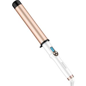 HOSON 1 1/2 Inch Large Curling Wand for Long Hair, 1.5 Inch Ceramic Extral Long Barrel Curling Wand Professional Dual Voltage, Adjustable Temperature