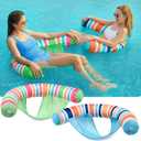 Sloosh Inflatable Pool Floats Chairs Adults, 2 Packs Floating Noodle Chair with Stripes Design Soft Fabric Covered with Sling for Swimming Pool Water Chair Pool Lounger Party Floaties