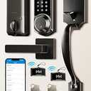 Veise VE06-H Smart Front Door Lock Set, App Control, Keyless Entry Deadbolt with Lever Handle, Electronic Digital Touchscreen Keypad, Auto Lock, Easy Install, Matte Black