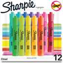 Sharpie Tank Highlighters, Chisel Tip, Assorted Colors, 12 Count - Back to School, Office, Teacher Supplies