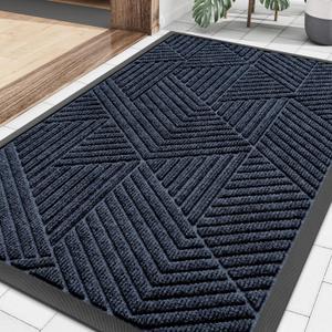 Smiry Front Door Mat Outside Entrance, Heavy Duty Sturdy Natural Rubber Doormat, Trap Dirt and Moisture, Easy Clean Low Profile Welcome Floor Mats for Indoor Outdoor Entry, 35X23 Inch, Navy Blue