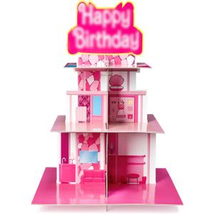 Pink Cupcake Stand 3-Tiered Cardboard Cake Stand Dessert Table Displays Pink Princess Assemble Cupcake Tower Holder Tier for Floral Tea Happy Birthday Party Decoration Favors Baby Shower