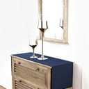 Solino Home Linen Navy Blue Table Runner 48 Inches - Classic Hemstitch, 100% Pure Linen Coffee Table Runner 14 x 48 Inch Ideal for Dresser Tables - Christmas, Holiday, New Year