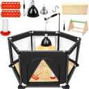 Chicks Brooder Box for Chicken Starter Kit- Includes Timing Heat Lamp Set, Detachable Chicken Brooder, Up to 15 Chicks, Sawdust, Chick Feeder and Waterer Set, Chick Perch 6-in-1 Chicken Coop Set.(B)