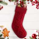Personalized Christmas Stocking, 18 Inches Knit Christmas Stockings,Knit Stockings Christmas, Large Size Cable Knitted Stocking for Gifts and Decorations for Home Festive Christmas Parties (Red)