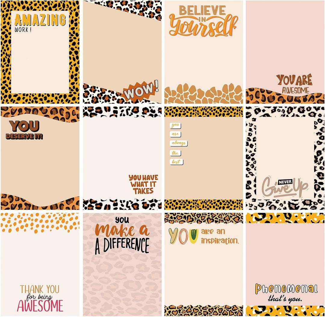 12 Pieces Empowering Sticky Note Pads 3" x 4" Motivational Educator Sticky Notes Inspirational Self Stick Note Pad Funny Sticky Notepad Appreciation Gifts for Teacher Office Student (Leopard)