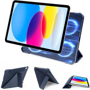 SPARIN Magnetic Case for iPad A16 11th/10th Gen (2025/2022), Origami Stand Cover with Auto Sleep/Wake, Multi-Angle Viewing, Hidden Pencil Holder, Ultra Slim Lightweight & Stable on Sofa/Bed-Navy Blue