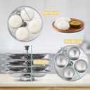 KSJONE Stainless Steel Idli Stand | 4-Plates Idli | Idli Preparation | Supreme Quality Food Grade Idli Stand | Makes 16 Idlis (Round Shape)