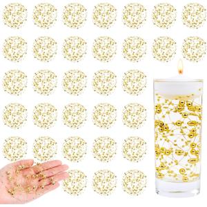 30 Pcs 78.7 FT Artificial Floating Beads for Centerpieces Vases, Gold Pearls String for Vases Filler Floating Candle Faux Beads Pearls String for Vase Centerpieces