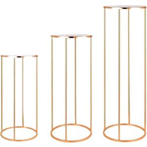 Cylinder Pedestal Stand for Party Metal 3pcs, Cilindros Para Decoraciones De Fiestas, Round Cake Pedestal Tables for Wedding Display, Ecent Decor, Floral Plant, Birthday Backdrop- Gold