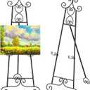 Easel Stand for Sign, Black Vintage Decorative Adjustable Floor Metal Display Easel with Chain Support for Wedding Signs, Art, Posters, Pictures, Welcome Signs, Suitable for Home, Parties, Galleries