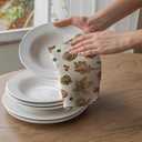 TNUW Fall Mushroom Dragonfly Kitchen Towels 16x24 Inch, Vintage Cottagecore Fall Botanical Dish Tea Towels for Kitchen, Farmhouse Rustic Pine Cone Snail Decorative Hand Towel for Bathroom Decor