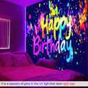 Graffiti neon happy birthday banner71x43 Inch Fluorescent Neon Decorations Glow Party Glow in The Dark Photography Backdrops Birthday Supplies Neon Backdrop UV Reactive Blacklight