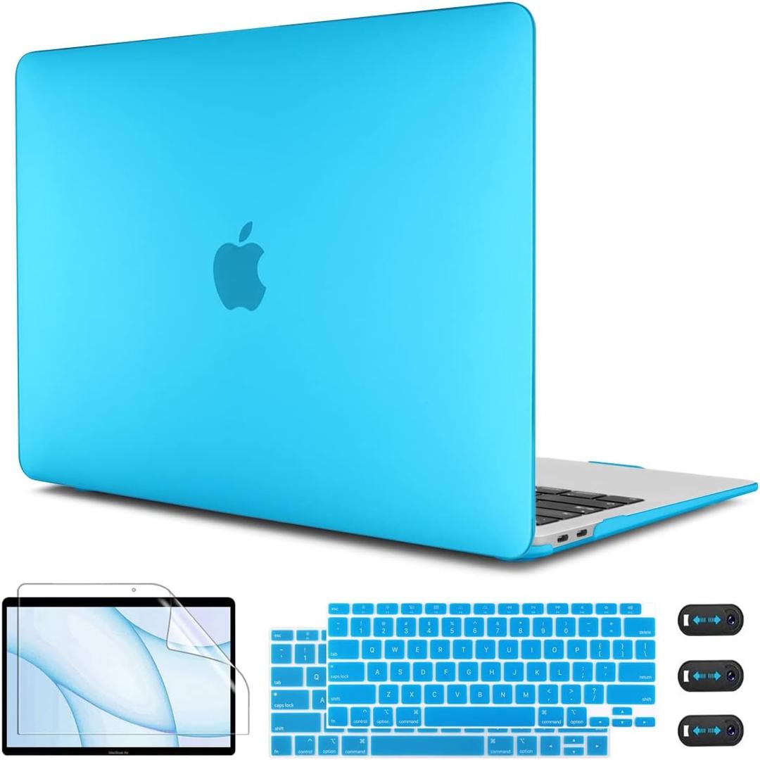 CISSOOK Compatible with MacBook Air 13 inch Case A2337 M1 A2179 A1932 Model 2021 20202018 Release, Plastic Blue Hard Shell Case with Keyboard Cover for Mac Air 13.3" with Touch ID, Matte Sky Blue