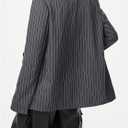 Floerns Women's Striped Long Sleeve Casual Blazers Lapel Neck Button Suit Jacket