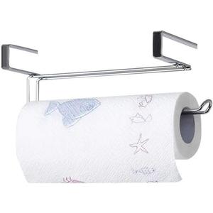 Paper Towel Hanger Holder Stainless Steel Kitchen Roll Paper Towel Holder Tissue Hanger Organizer Rack for Kitchen Under Cabinet Over Door (Paper Towel Holder)