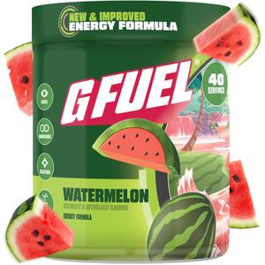 G Fuel Watermelon Energy Drink Powder, Pre Workout Caffeine Mix for Gaming, Sugar Free Focus Amino, Vitamin + Antioxidants, 9.9oz (Watermelon, 40 Servings)