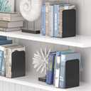 VFINE Bookends 1 Pair, Black Metal Book Ends, Heavy Bookends for Shelves, Book Stopper for Heavy Books, Book Organizer for Home Office School Supplies