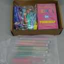 PerKoop 64 Pcs Inspirational Gifts Bulk 16 Motivational Notebooks Journal 16 Ballpoint Pens 16 Wristbands 16 Keychains for Teacher Office Women Employee Party Favor(Colorful)