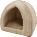 Best Pet Supplies Cat Bed for Indoor Cat, Domed Tent House with Removable Pillow, Covered Cat Cave for Small Dog, Puppies and All Breeds of Cats - Tan, 19 x 19 x H:19"