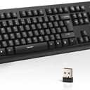 TECKNET Wireless Keyboard, 2.4G Silent Full-Size USB Keyboard with Number Pad, Ergonomic Keys & Adjustable Feet, Compatible with Laptop, PC, Desktop, Notebook, Windows 11/10/8/7 Black
