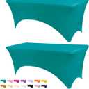 Table Covers for 6 Foot Tables, 2 Pack Jade Green Washable and Wrinkle Resistant Stretch Tablecloths Rectangle 6ft for Events, Wedding, Banquets, Parties (72" x 30" (Rectangular) 2 Pack