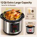 CAZACHEF 12L stainless steel Pressure Cooker | 24-hour Presetting electric rice cooker, 14 in 1 slow cooker with temperature control | LED Multifunction Steamer, Food Warmer with nonstick pot