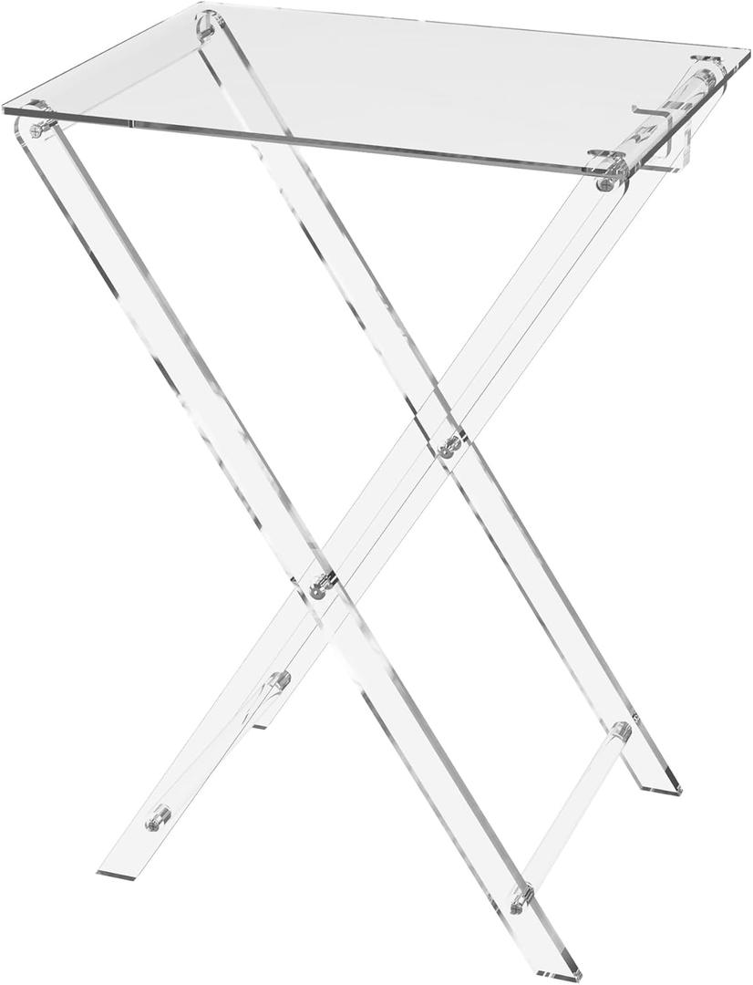 TV Tray Large Acrylic Folding Tray Table Foldable End Table Furniture Modern Small Desk Space Saving Side Table for Living Room, Bed Room, Kitchen Serving Table Snack Eating Tables
